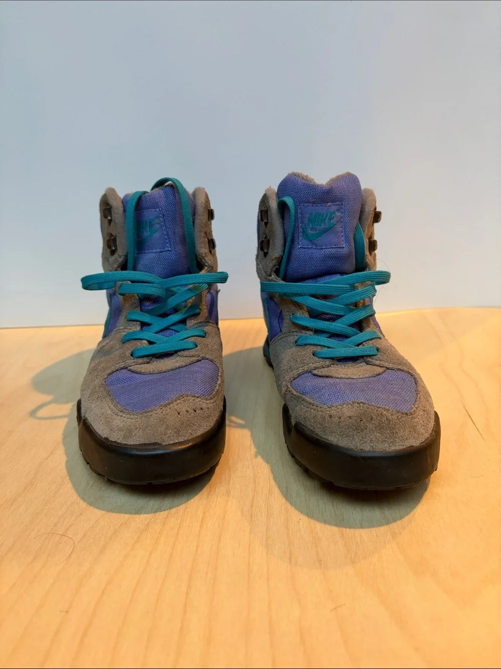 Nike Caldera Teal and Purple Suede High-Top Sneakers